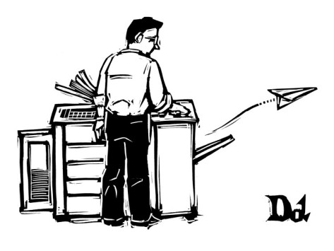 'Copy machine shoots out a paper airplane', by Drew Dernavich of the New Yorker